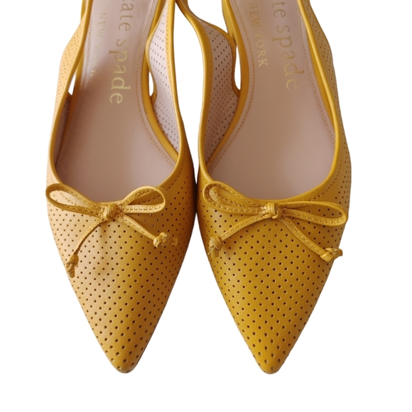 Kate Spade Yellow Sling Back Leather Flats - Picture 4 of 16